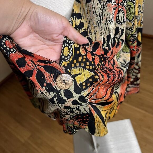 Half Moon Bay Cardigan Womenx 2X Multicolor Tropical Floral Print Slinky Art - Picture 6 of 10